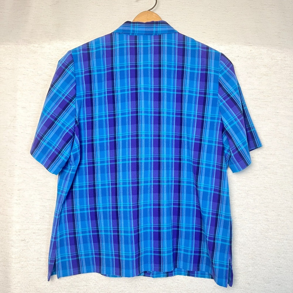 Vintage TanJay Top Button Up Short Plaid Sz 14 90s prairie cottagecore farmhouse - Picture 3 of 5
